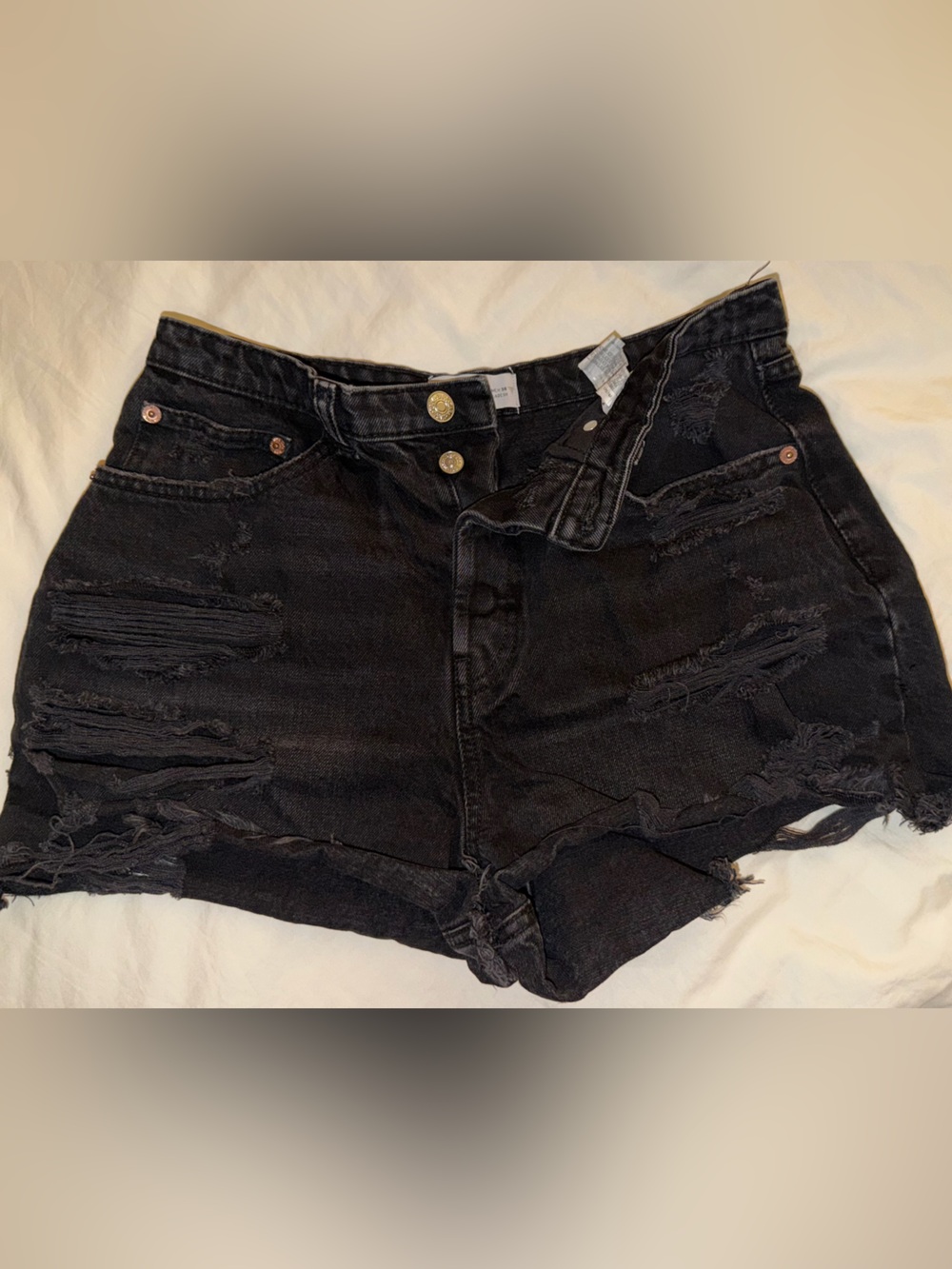 Zara Black Distressed Women's Denim Shorts